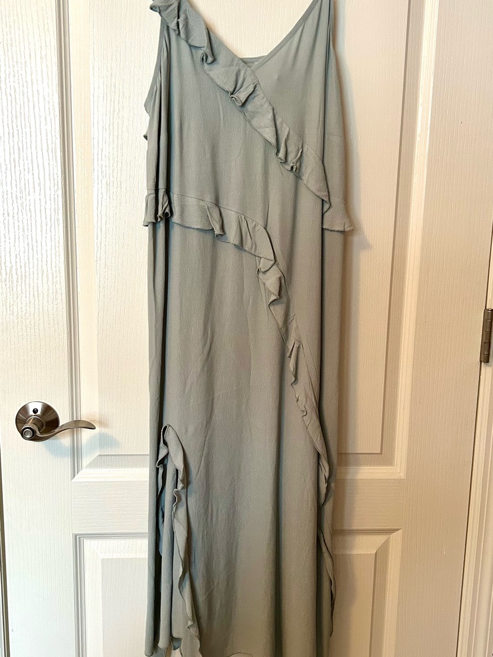 Women's Ruffle Maxi Dress in Sage Green